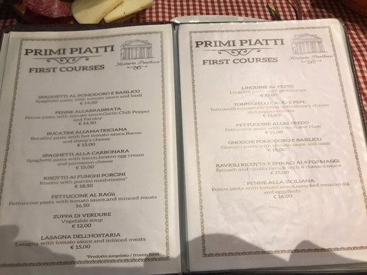 Menu photo 3 Hostaria Pantheon Rome, RM Menu photo 3 Hostaria Pantheon Rome, RM