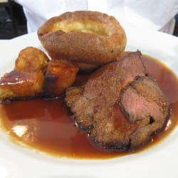 Maes Yr Haf - Roast rump of Welsh black pedigree beef, Yorkshire pudding, confit roast potato, red wine jus