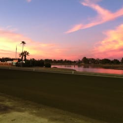 CalExpo Harness Racing - CalExpo racetrack at dusk.