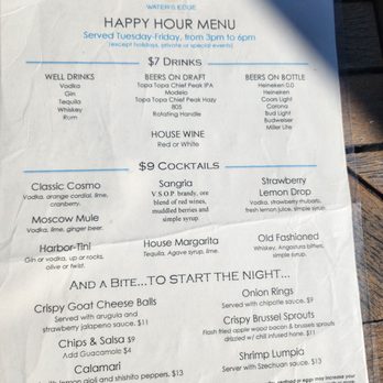 Water's Edge Restaurant and Bar - Happy hour menu - New American Near Me - Ventura, California Water's Edge Restaurant and Bar - Happy hour menu - New American Near Me - Ventura, California