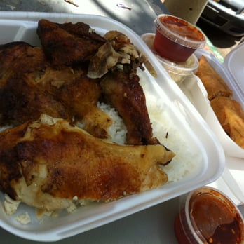 Saffron Thai - half chicken with sweet and spicy sauces. eggroll in the background - Thai Near Me - San Diego, California Saffron Thai - half chicken with sweet and spicy sauces. eggroll in the background - Thai Near Me - San Diego, California