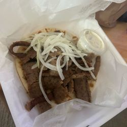 Gyro Pit - Thicker onions than I'd prefer and sauce taste just like mayo