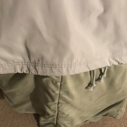 The outside of the back of jacket after the repair (NO MORE SCRUNCHING!) The outside of the back of jacket after the repair (NO MORE SCRUNCHING!)