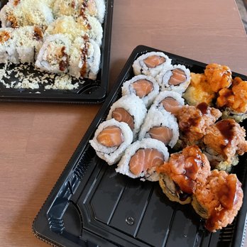 Zu Izakaya - Salmon Roll, In & Out Roll, Sweet Potato Roll and Shrimp Tempura to-go. - Asian Fusion Near Me - Tempe, Arizona Zu Izakaya - Salmon Roll, In & Out Roll, Sweet Potato Roll and Shrimp Tempura to-go. - Asian Fusion Near Me - Tempe, Arizona