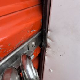 Damaged door slide/locking mechanism - vandalism & burglary Damaged door slide/locking mechanism - vandalism & burglary