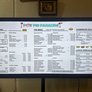 Pot Pie Paradise - Menu November 2023 - Sandwiches Near Me - Hayward, California