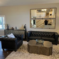 Mathis Home - Black & Gold Credenza & Mirrors