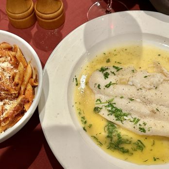 Barolo Cafe - Filet of sole, with a side of penne arrabbiata. - Italian Near Me - Tustin, California Barolo Cafe - Filet of sole, with a side of penne arrabbiata. - Italian Near Me - Tustin, California