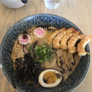 Tamashi Ramen Robata - Tonkatsu (spicy) with shrimp skewers - Ramen Near Me - Houston, Texas
