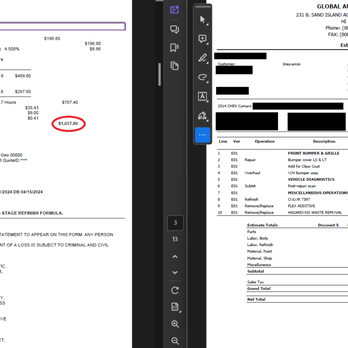 Global Auto Repair - Comparison of Global Auto Repair's estimate and another estimate for the same repair. - Auto Repair Near Me - Honolulu, Hawaii Global Auto Repair - Comparison of Global Auto Repair's estimate and another estimate for the same repair. - Auto Repair Near Me - Honolulu, Hawaii
