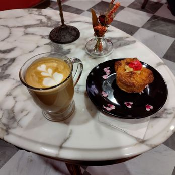 Caffe Enzo - Rose latte and kouign-amann - Cafes Near Me - Albuquerque, New Mexico