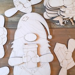 Against the Grain Studio - Interchangeable Gnome art kit with 10 arms with seasonal icons Gnome measures 12" tall.
