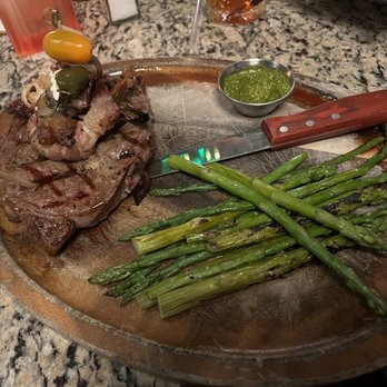 Chez Fabien - Ribeye with shrimp and stuffed jalapeño - French Near Me - Grapevine, Texas Chez Fabien - Ribeye with shrimp and stuffed jalapeño - French Near Me - Grapevine, Texas
