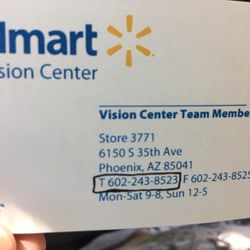 Walmart Vision & Glasses - Walmart Business Card