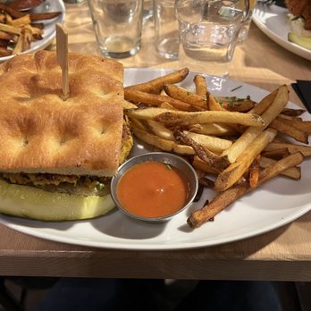 Bell Tower Brewing - Choir loft veggie burger and fries - Brewpubs Near Me - Kent, Ohio