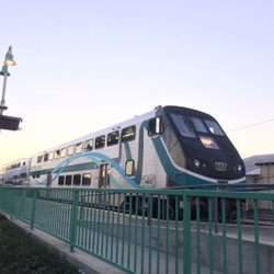 Ventura - East Metrolink Station - Metrolink train at Ventura-East station