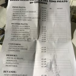 Sagra delle Pesche e del Vino Pigato - Menù alla carta