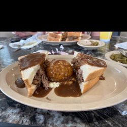 Tudor's Biscuit World - Roast Beef Dinner.