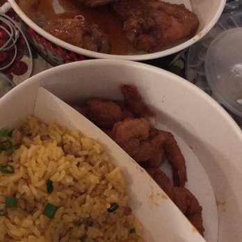 Dallas BBQ - Jamaica - Half of sticky wings ( 5 pcs ) and shrimp basket combo with side of yellow rice. - Barbeque Near Me - Jamaica, New York
