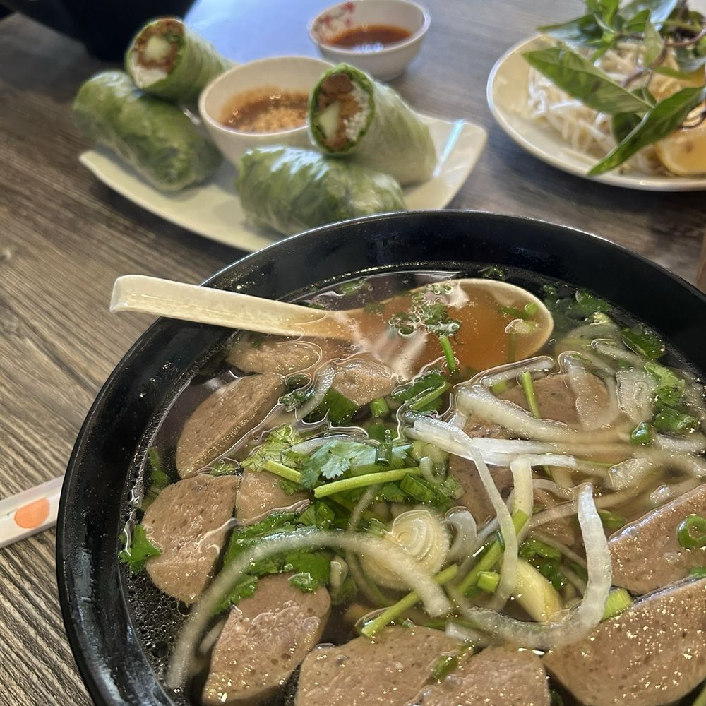 Meatball pho and pork Spring Rolls 2 Pieces