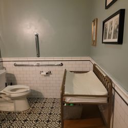 Washroom. Impressive with the changing table.