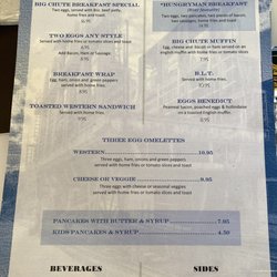 Big Chute Marina - Breakfast menu