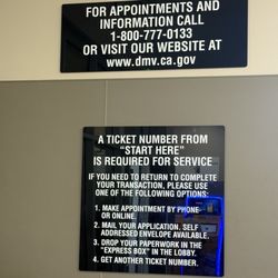 DMV Lancaster Field Office - This is the post right next to the main door to make appointments