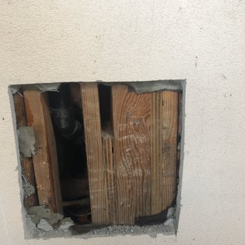 Rooter Alert Plumbing Sewer Drains - After breaking the stucco you see they have nothing but wood. Estimate to repair this whole bus $850 - Plumbing Near Me - Costa Mesa, California
