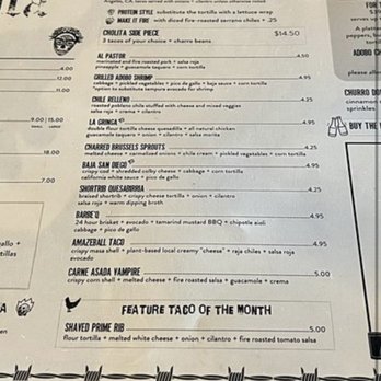 Cholita Taqueria - Old menu/prices - Mexican Near Me - Indianapolis, Indiana