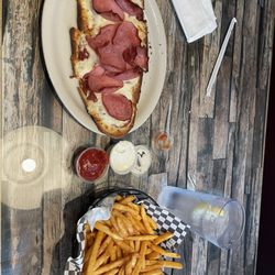 Hubbs Pizzeria - The 2 topping flatbread is a lunch special for $11.99. The fries are $2 off for lunch so $6.99.