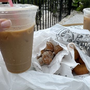 Meaney's Mini Donuts - Powder & cinnamon sugar doughnuts. Iced vanilla coffee - Bakeries Near Me - Sarasota, Florida Meaney's Mini Donuts - Powder & cinnamon sugar doughnuts. Iced vanilla coffee - Bakeries Near Me - Sarasota, Florida