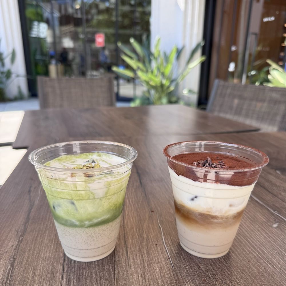Loquat - The Marble $8 on left (OK matcha drink with pistachios) and Mascarpone $8.50 on right (so delicious w/ oat milk sub). - Coffee & Tea Near Me - Los Angeles, California Loquat - The Marble $8 on left (OK matcha drink with pistachios) and Mascarpone $8.50 on right (so delicious w/ oat milk sub). - Coffee & Tea Near Me - Los Angeles, California