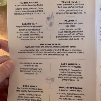 Bar Belly - Cocktails menu (April 2019) - Jazz & Blues Near Me - New York, New York