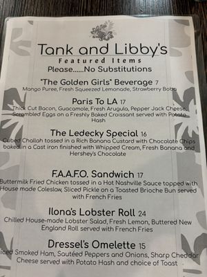Menu photo 2 Tank and Libby's Drexel Hill, PA