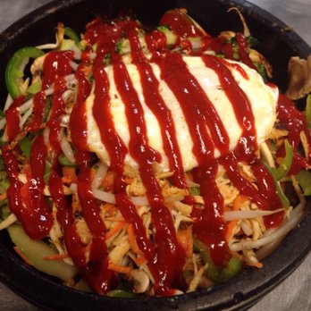 Pick & Mix III - Bimbimbap with stone bowl, spicy chicken and fried egg - Korean Near Me - Glastonbury, Connecticut Pick & Mix III - Bimbimbap with stone bowl, spicy chicken and fried egg - Korean Near Me - Glastonbury, Connecticut