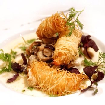 Le W - Fried shrimps on top of mushroom and artichoke cream - AMAZING - French Near Me - Paris, 75