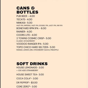 Davis NW - Drink Menu - Barbeque Near Me - Eugene, Oregon