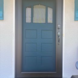View of completed screen door installation from Den Defenders. View of completed screen door installation from Den Defenders.