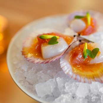 PRESS - Pink Bay Scallops w/ citrus ($19) - Bars Near Me - St. Helena, California
