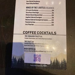 The Corner Tavern - Wine and coffee menu