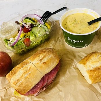 Panera Bread - Greek Salad, Toasted Italiano, Broccoli and Cheddar soup. - Salad Near Me - Pearland, Texas Panera Bread - Greek Salad, Toasted Italiano, Broccoli and Cheddar soup. - Salad Near Me - Pearland, Texas