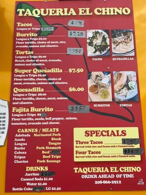 Menu photo 4 Taqueria El Chino Boise, ID