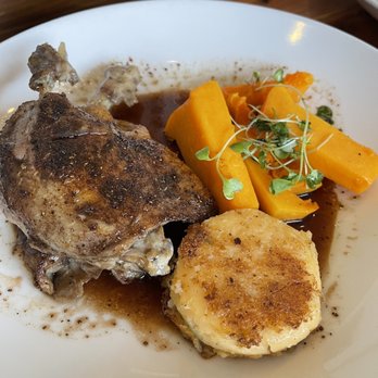 Passionfish - Duck Confit, Honey Reduction, Smoked Chile-Potato Cake, Grilled Broccolini - Seafood Near Me - Pacific Grove, California Passionfish - Duck Confit, Honey Reduction, Smoked Chile-Potato Cake, Grilled Broccolini - Seafood Near Me - Pacific Grove, California