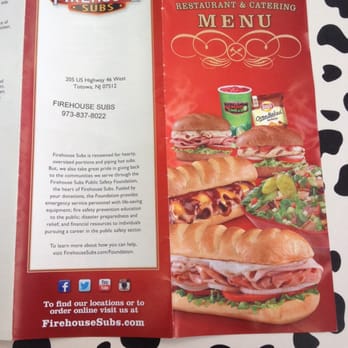 Firehouse Subs - Menu cover and back. - Fast Food Near Me - Totowa, New Jersey