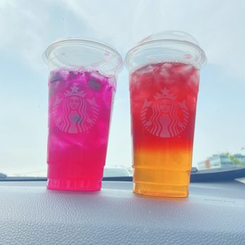 Starbucks - Mezo Mango dragon fruit with water 1 pump of raspberry Venti Peach green tea with no liquid cane sugar half water half tango tea on top - Coffee & Tea Near Me - La Salle, Quebec Starbucks - Mezo Mango dragon fruit with water 1 pump of raspberry Venti Peach green tea with no liquid cane sugar half water half tango tea on top - Coffee & Tea Near Me - La Salle, Quebec