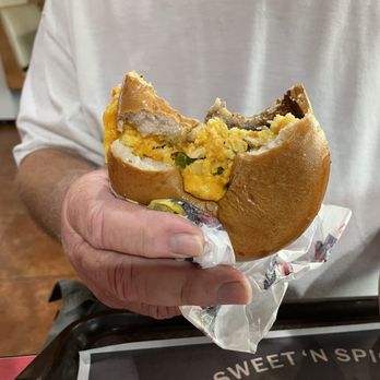 Braum's Ice Cream & Dairy Stores - Western omelette bagel. My husband said it was excellent - Ice Cream & Frozen Yogurt Near Me - Henryetta, Oklahoma Braum's Ice Cream & Dairy Stores - Western omelette bagel. My husband said it was excellent - Ice Cream & Frozen Yogurt Near Me - Henryetta, Oklahoma