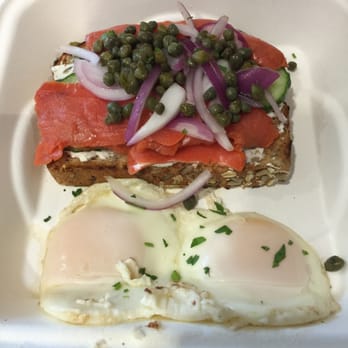 First Watch - Smoked salmon with cucumber toast comes with two sunny-side up eggs. Yum yum! - Breakfast & Brunch Near Me - Chandler, Arizona