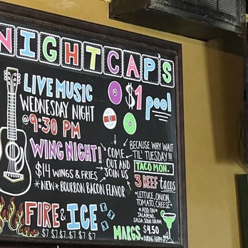 Nightcaps - a menu on a blackboard - Bars Near Me - Columbia, South Carolina Nightcaps - a menu on a blackboard - Bars Near Me - Columbia, South Carolina