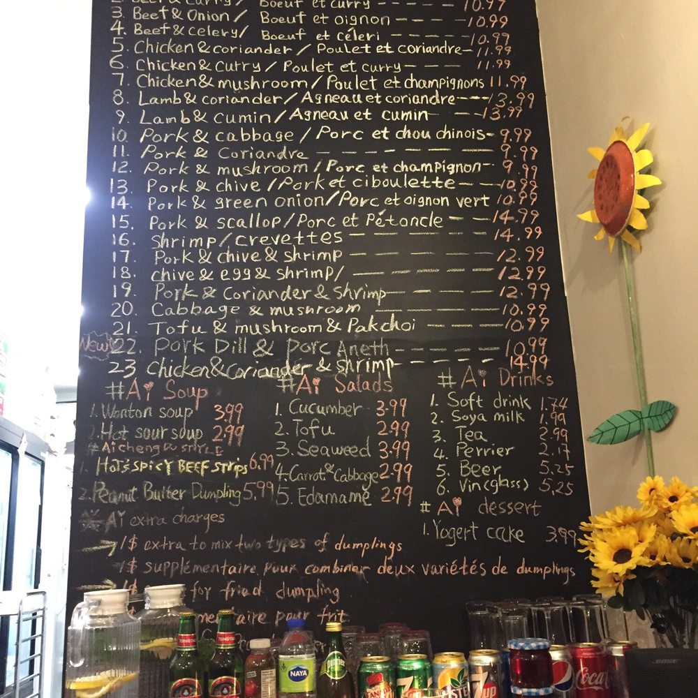 a menu on a blackboard