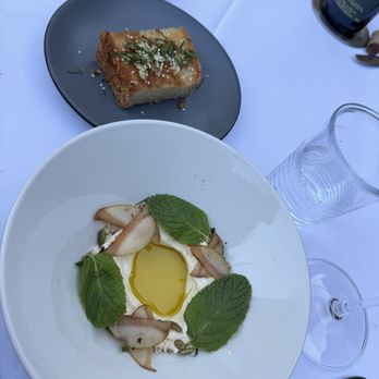 Fat Ox - Ricotta with pear, mint, oil and bread appetizer - Italian Near Me - Scottsdale, Arizona Fat Ox - Ricotta with pear, mint, oil and bread appetizer - Italian Near Me - Scottsdale, Arizona